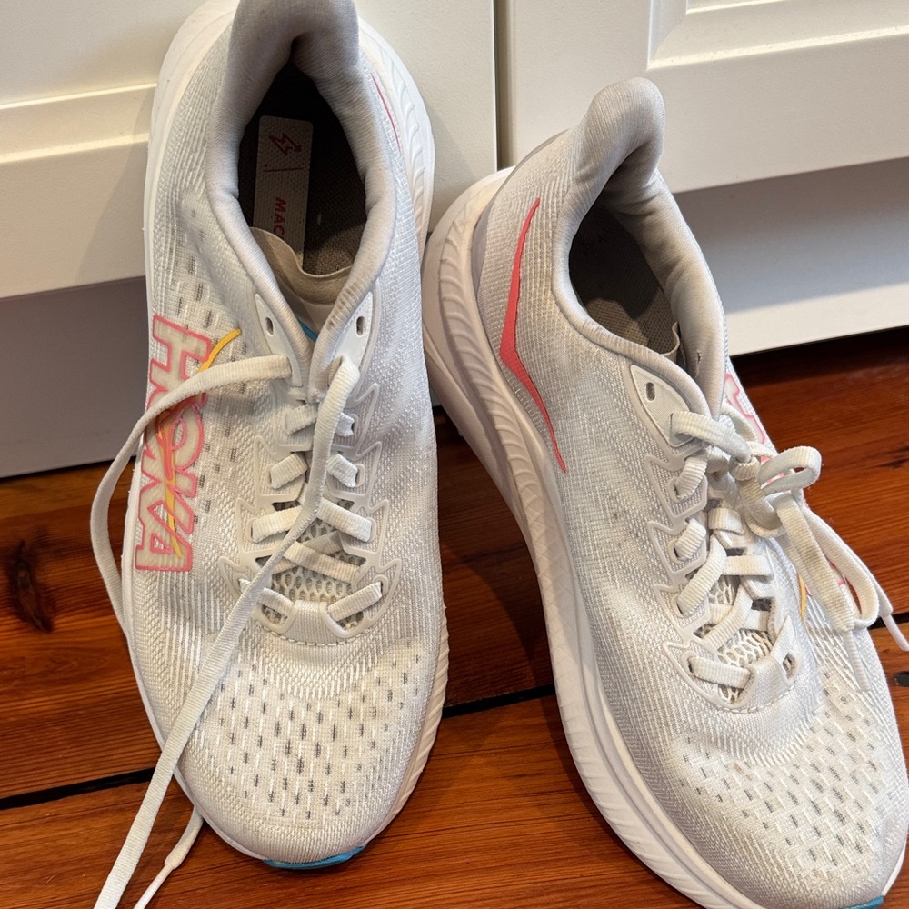 Hoka Women's White and Pink Athletic Shoes